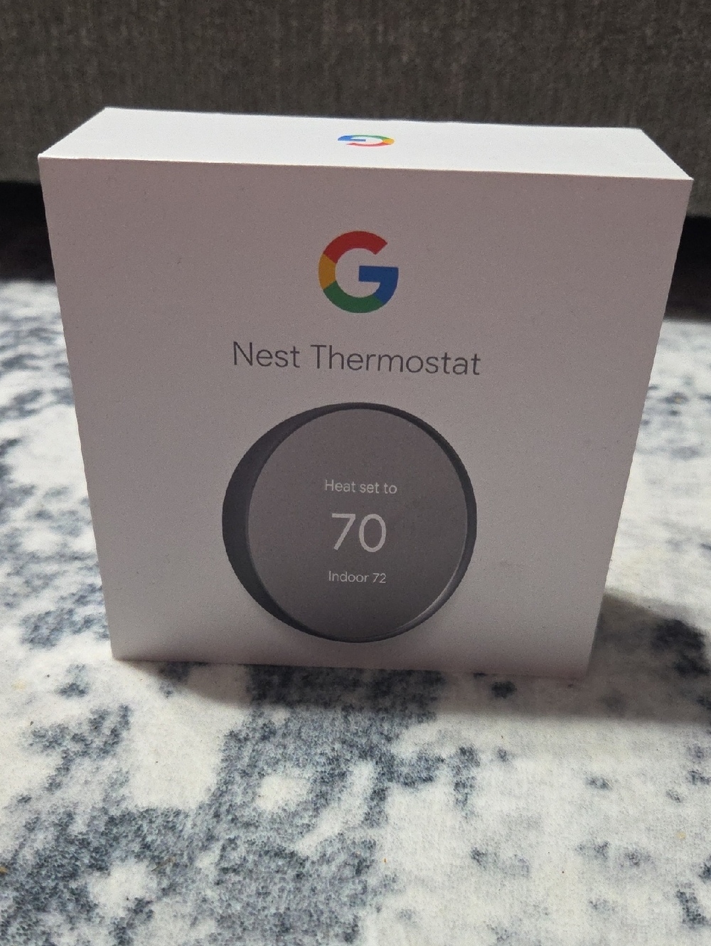 Google Nest Thermostat Box with Multicolor Logo
